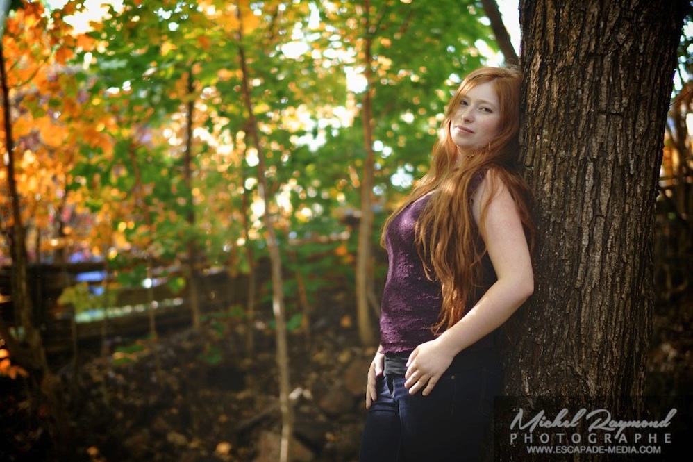 shooting avec une rousse en automne